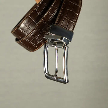 BRAVO - Reversible Leather Crocodile Skin Belt